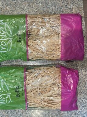Raffi Natural Raffia with Pink & Green Packaging